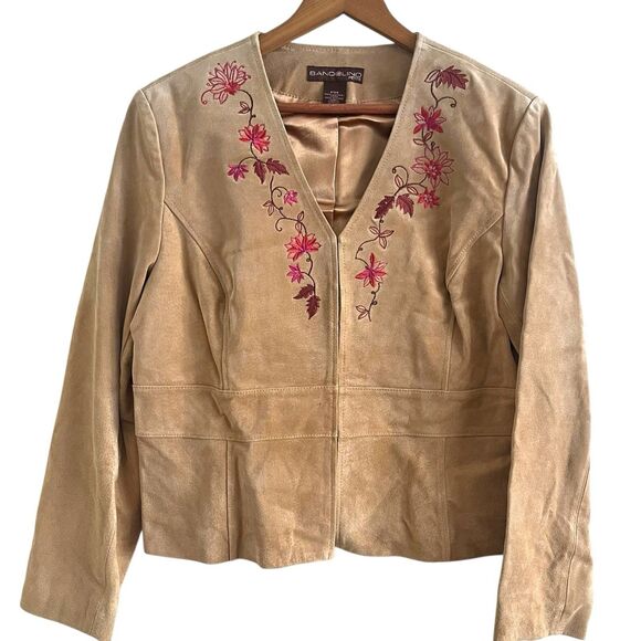 Vintage Floral Embroidered Suede Leather Jacket 14P Boho Festival Western Y2K - Picture 3 of 15